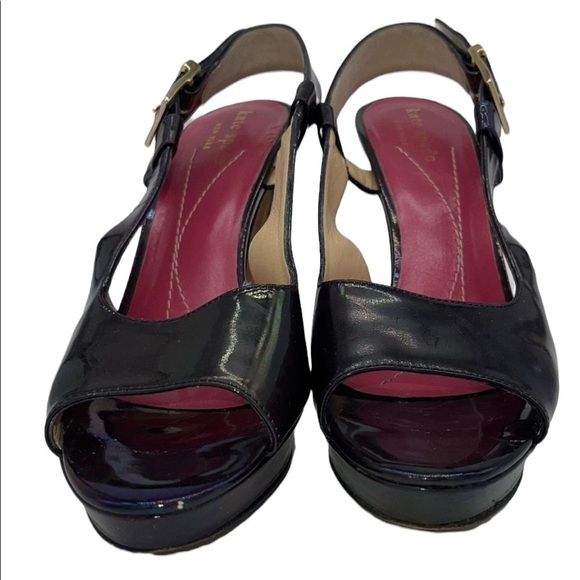 KATE SPADE Black Opal Peep Toe Platform Heels EUC - Picture 7 of 7